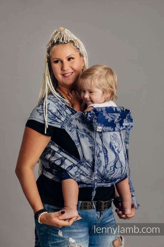 WRAP-TAI carrier Toddler with hood, jacquard weave,  65% cotton, 35% linen - TIME OF NIGHT (with skull) #babywearing