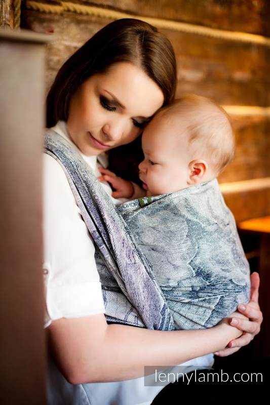 Baby Wrap, Jacquard Weave (100% cotton) - Galleons Charcoal & White - size XS #babywearing