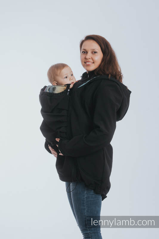 Babywearing Coat - Softshell - Black with Rainbow Lace Dark - size 6XL #babywearing