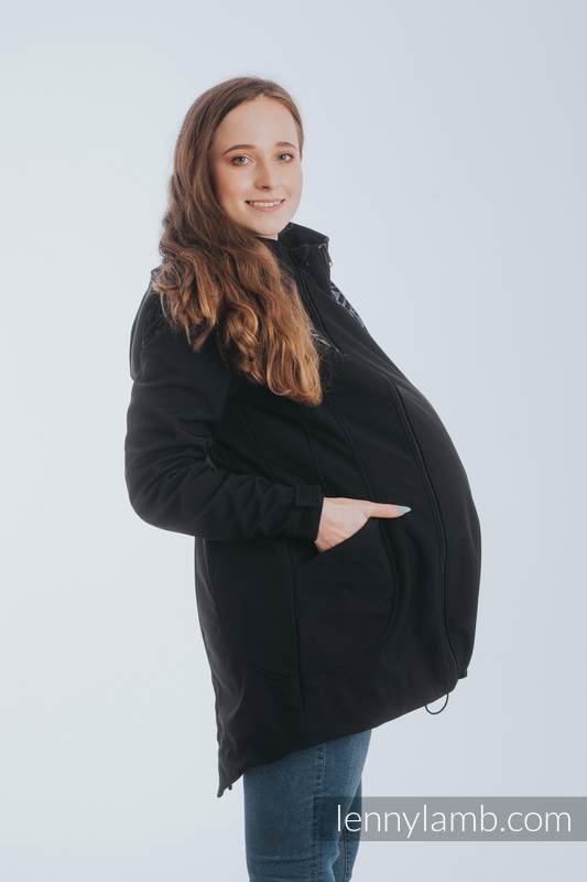 Manteau de portage - Softshell - Noir avec Trinity Cosmos - taille 3XL #babywearing