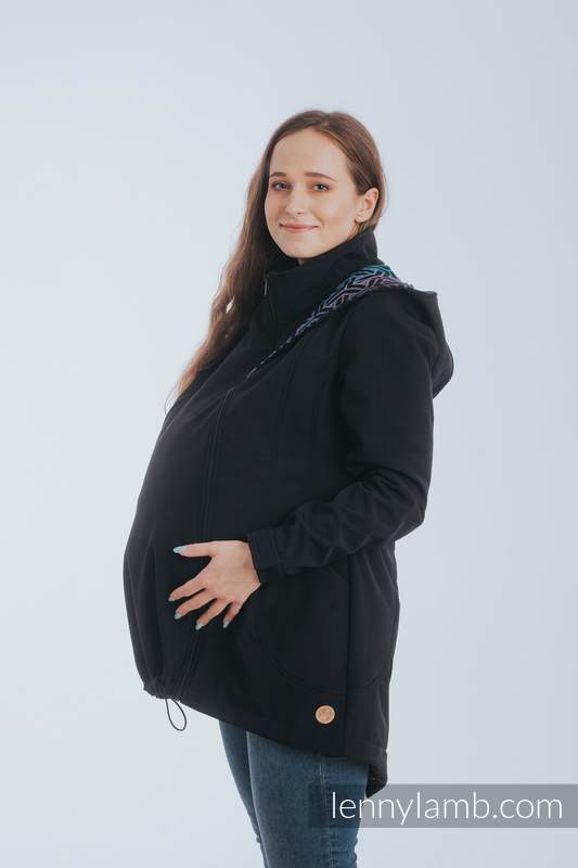 Kurtka do noszenia dzieci - Softshell - Czarna z Trinity Kosmos - rozmiar 5XL #babywearing