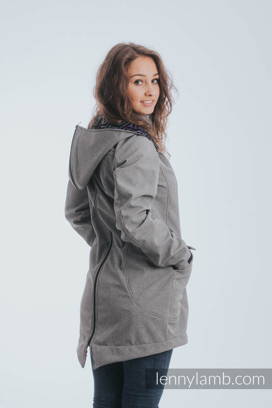 Manteau de portage - Softshell - Gris Chiné avec Trinity Cosmos - taille 5XL #babywearing