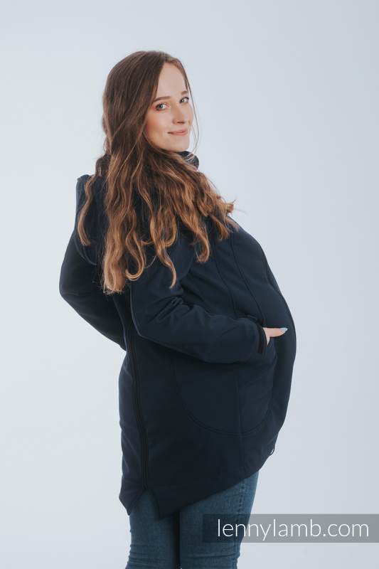 Kurtka do noszenia dzieci - Softshell - Granatowa z Małą Perłą - Kameleon - rozmiar XXL #babywearing