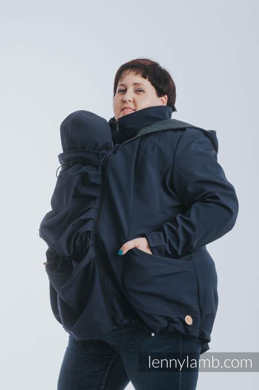 Kurtka do noszenia dzieci - Softshell - Granatowa z Małą Perłą - Kameleon - rozmiar 5XL #babywearing