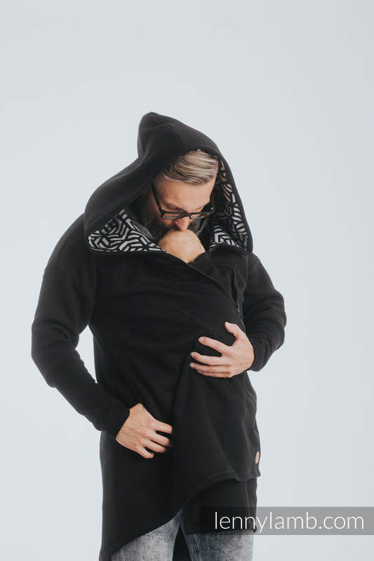 Asymmetrical Hoodie - Black with Hematite - size 4XL #babywearing