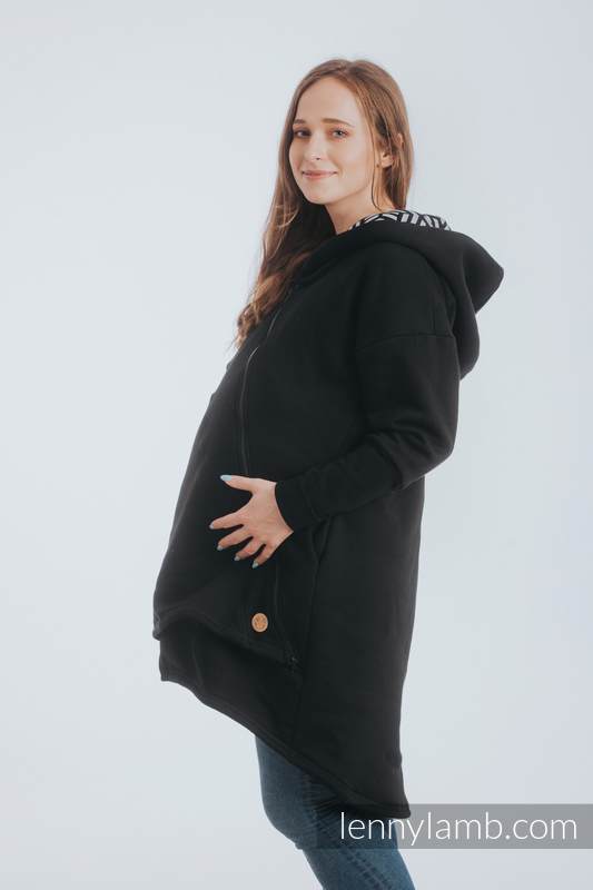 Chaqueta asimétrica con capucha - Negro con Hematite - talla S #babywearing