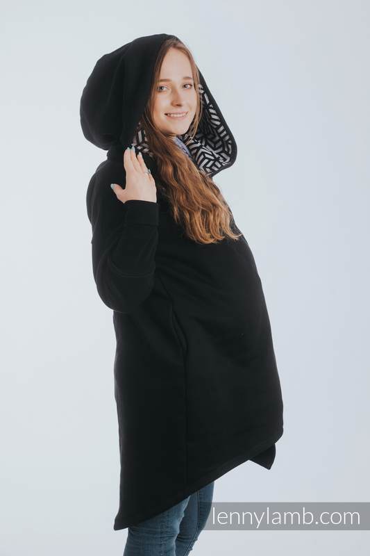 Asymmetrical Hoodie - Black with Hematite - size 4XL #babywearing