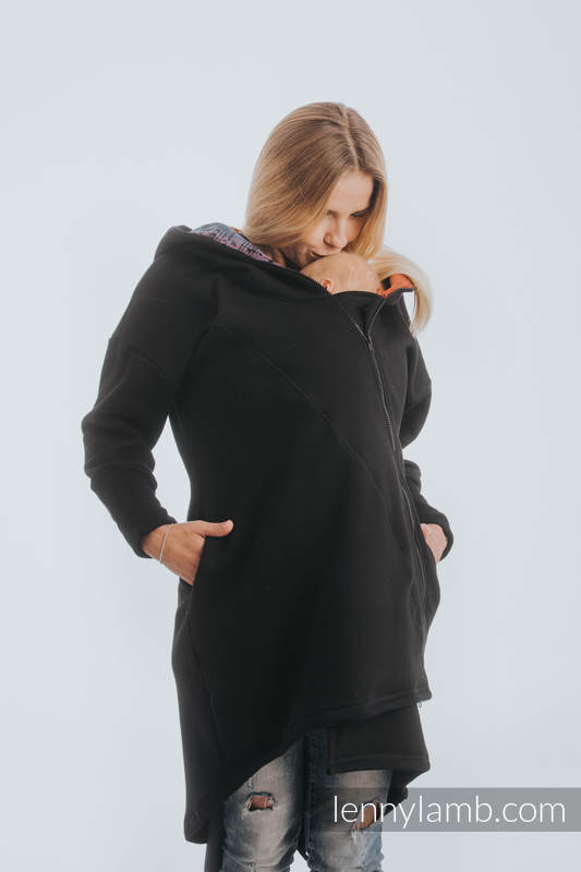 Asymetryczna Bluza - Czarna z Symfonią Tęczą Dark - rozmiar M #babywearing
