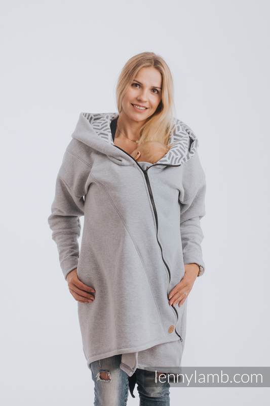 Asymetryczna Bluza - Szary Melanż z Perłą - rozmiar 3XL #babywearing