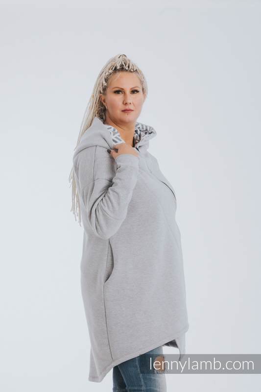 Asymmetrical Hoodie - Gray Melange with Pearl - size 3XL #babywearing