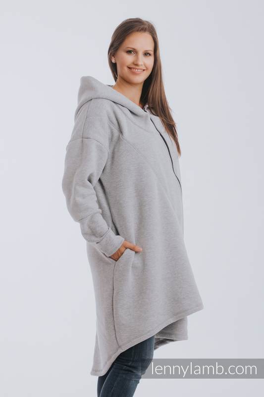 Asymmetrical Hoodie - Gray Melange with Pearl - size XL #babywearing