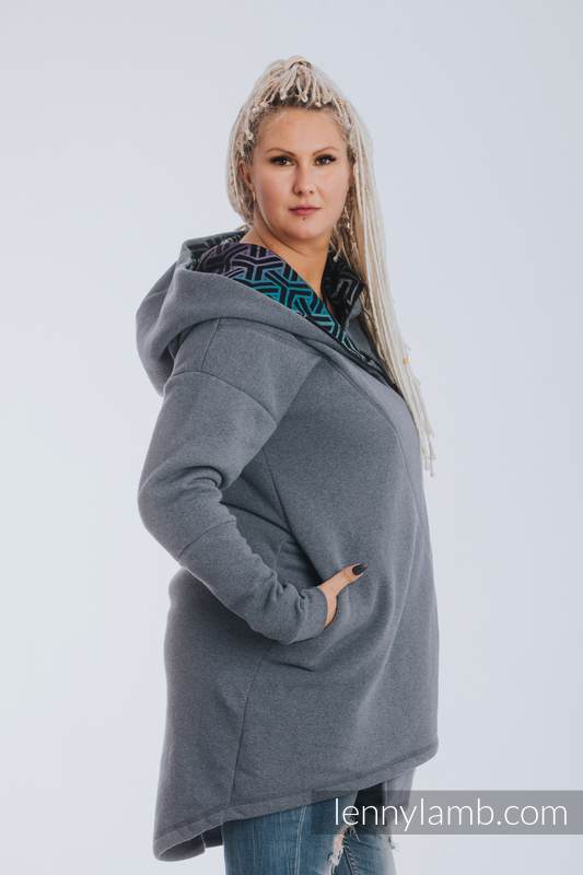Asymmetrical Hoodie - Jeans with Trinity Cosmos - size L #babywearing