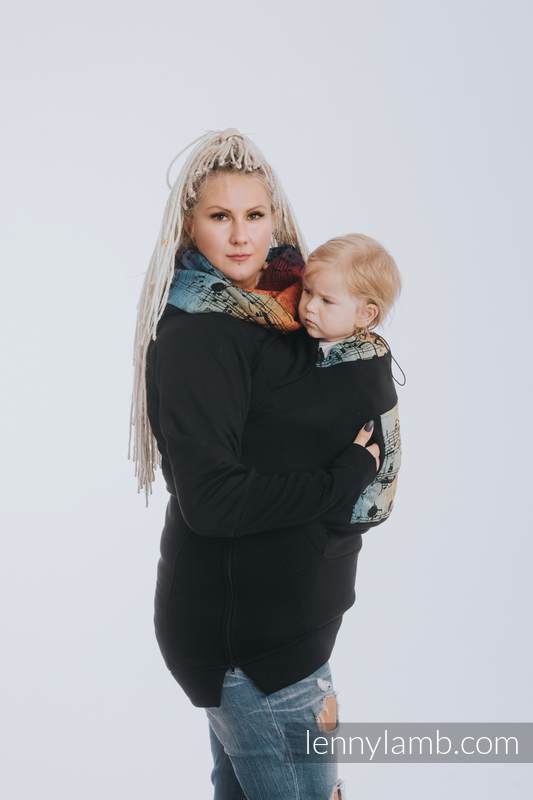Bluza do noszenia dzieci 3.0 - Czarna z Symfonią Tęczą Dark - rozmiar 6XL #babywearing