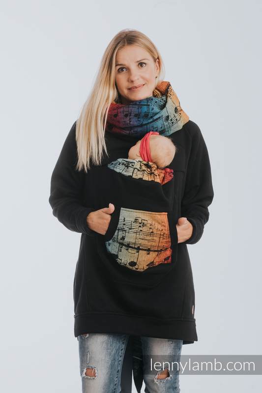 Babywearing Sweatshirt 3.0 - Black with Symphony Rainbow Dark - size S (grade B) #babywearing
