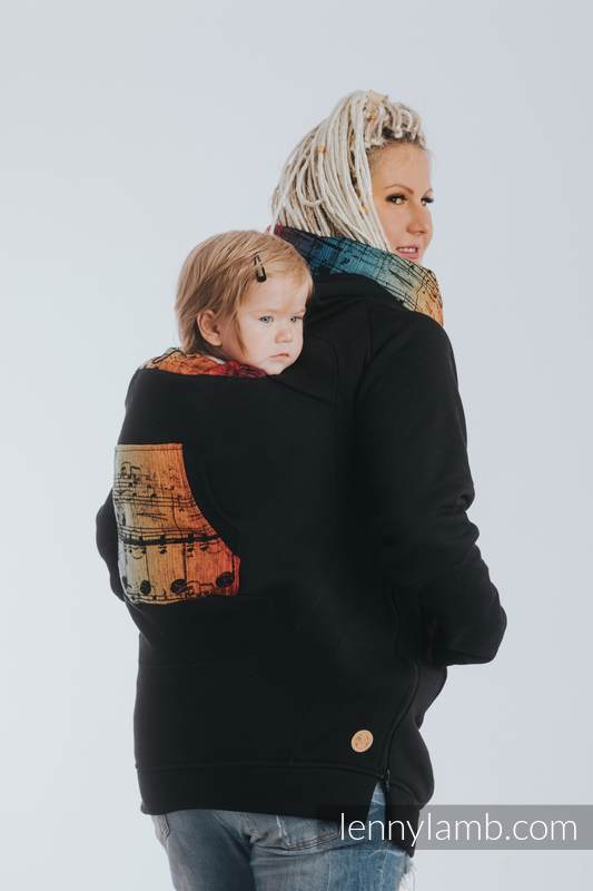 Bluza do noszenia dzieci 3.0 - Czarna z Symfonią Tęczą Dark - rozmiar M #babywearing