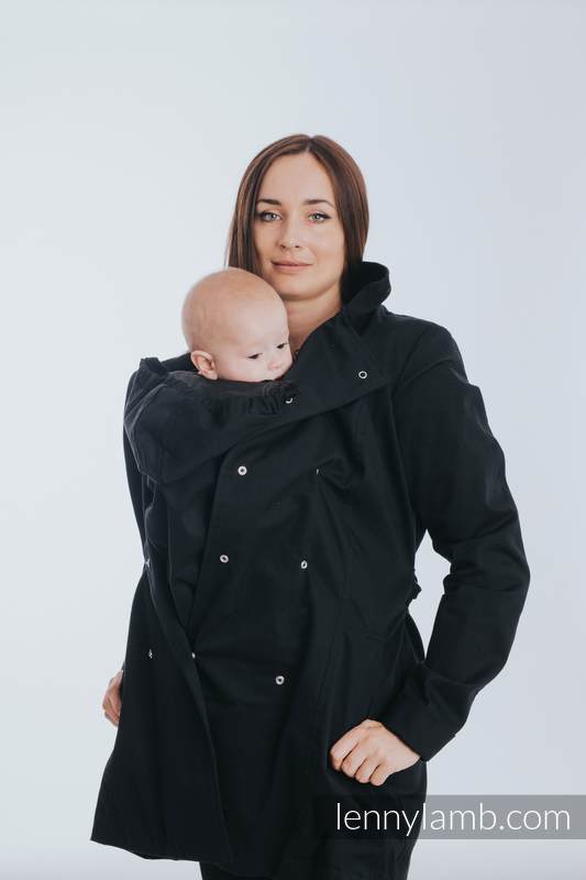 Babywearing trench coat - size L - Black #babywearing
