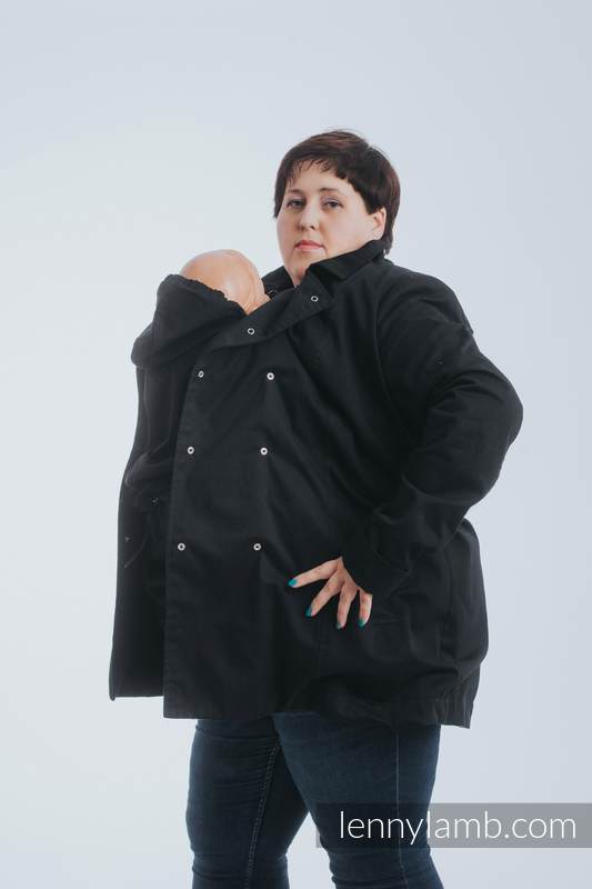 Babywearing trench coat - size 5XL - Black #babywearing