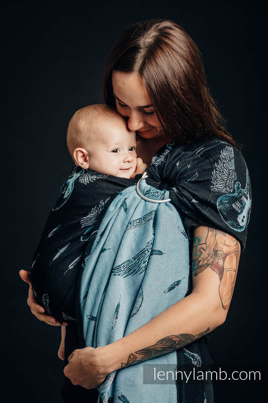 Żakardowa chusta kółkowa do noszenia dzieci, 100% bawełna - SKRZYDLATE GITARY - long 2.1m #babywearing