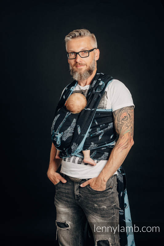 Fular, tejido jacquard (100% algodón) -  WINGED GUITARS -  talla S #babywearing