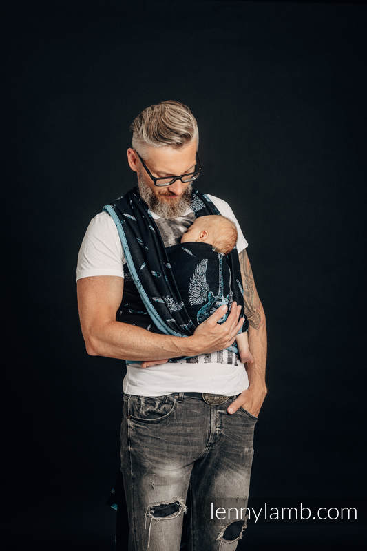 Baby Wrap, Jacquard Weave (100% cotton) - WINGED GUITARS - size XL (grade B) #babywearing