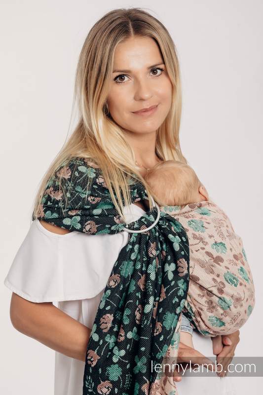 Ringsling, Jacquard Weave (100% cotton) - with gathered shoulder - KISS OF LUCK - long 2.1m #babywearing