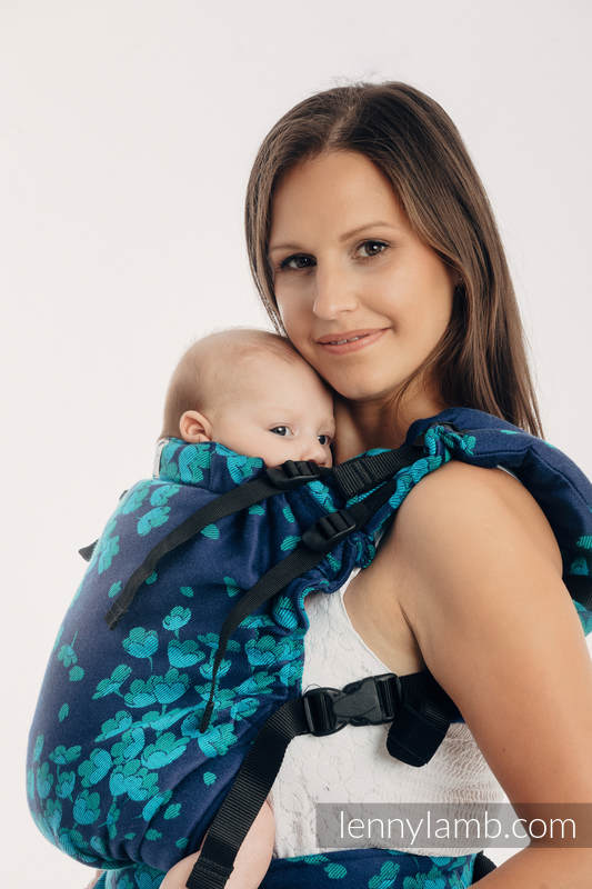 LennyUp Carrier, Standard Size, jacquard weave 100% cotton - FINESSE - TURQUOISE CHARM #babywearing