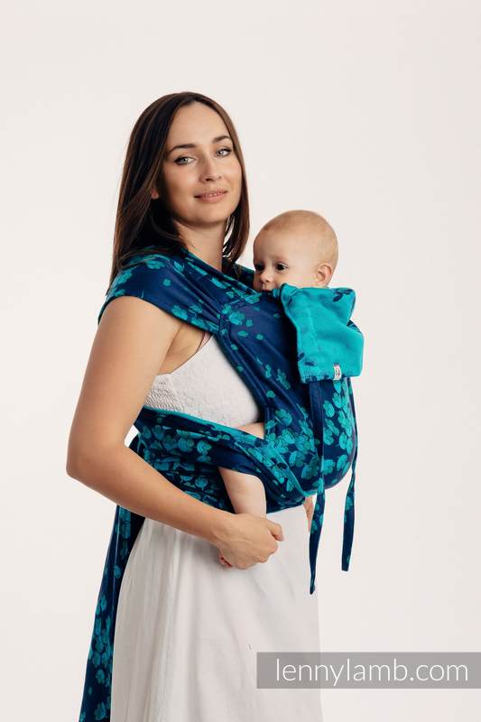 WRAP-TAI Tragehilfe Mini mit Kapuze/ Jacquardwebung / 100% Baumwolle - FINESSE - TURQUOISE CHARM #babywearing