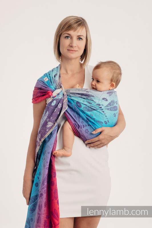 Ringsling, Jacquard Weave (100% cotton) - with gathered shoulder - DRAGONFLY- FAREWELL TO THE SUN - long 2.1m #babywearing