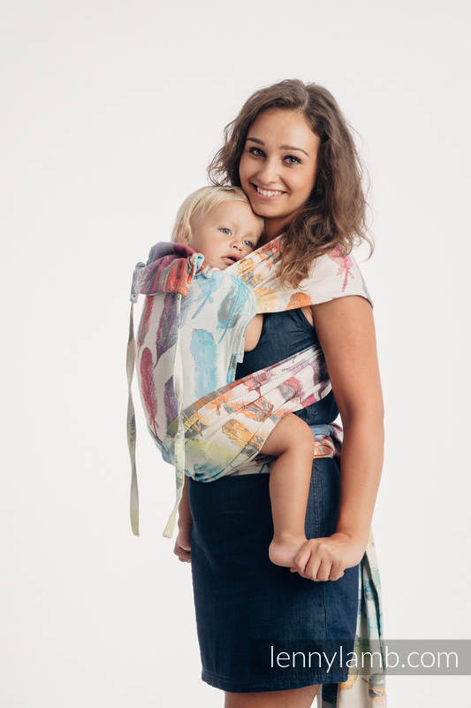 WRAP-TAI carrier Toddler with hood/ jacquard twill / 100% cotton / PAINTED FEATHERS RAINBOW LIGHT #babywearing