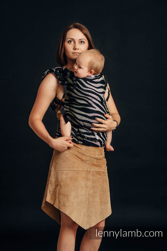 Mochila LennyUp, talla estándar, tejido jaquard (65% algodón, 35% lino) - ZEBRA - SHADE OF ACACIA #babywearing