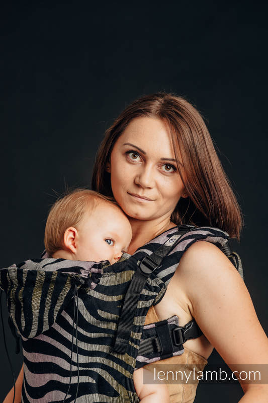 Mochila ergonómica, talla Toddler, jacquard (65% algodón, 35% lino) - ZEBRA - SHADE OF ACACIA - Segunda generación #babywearing