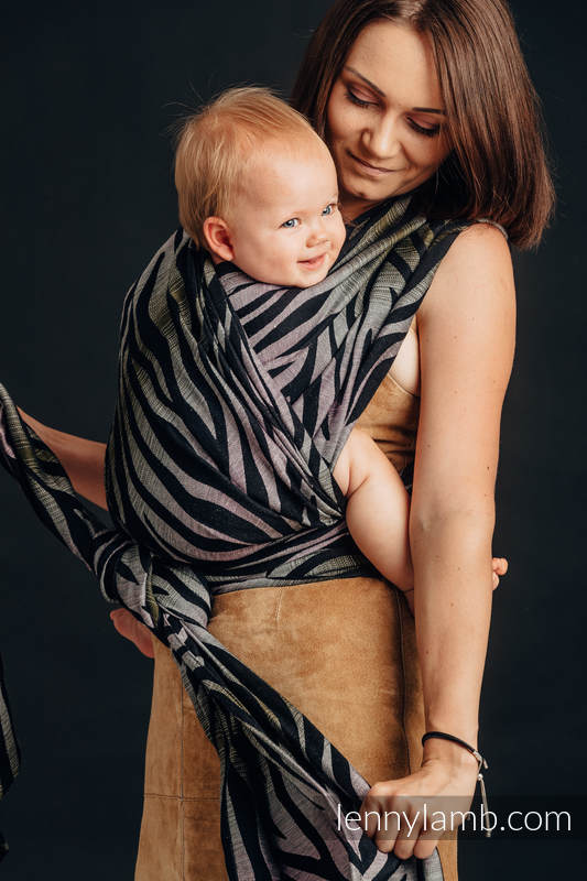 Baby Wrap, Jacquard Weave (65% cotton, 35% linen) - SHADE OF ACACIA - size XS #babywearing
