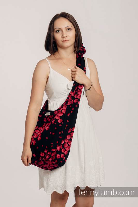 Hobo Bag made of woven fabric, 100% cotton - FINESSE - BURGUNDY CHARM #babywearing