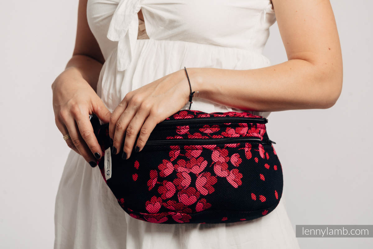Waist Bag made of woven fabric, size large (100% cotton) - FINESSE - BURGUNDY CHARM #babywearing