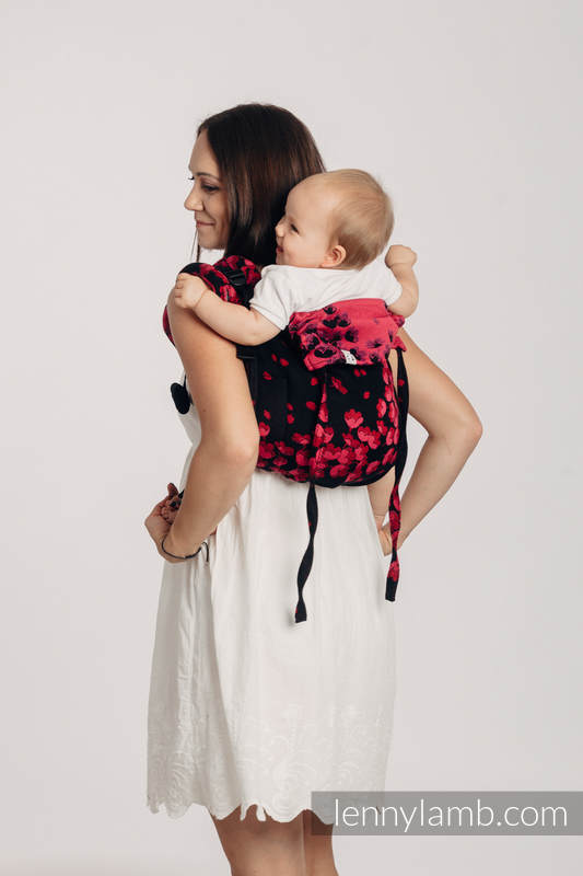 Onbuhimo de Lenny, taille standard, jacquard (100% coton) - FINESSE - BURGUNDY CHARM #babywearing
