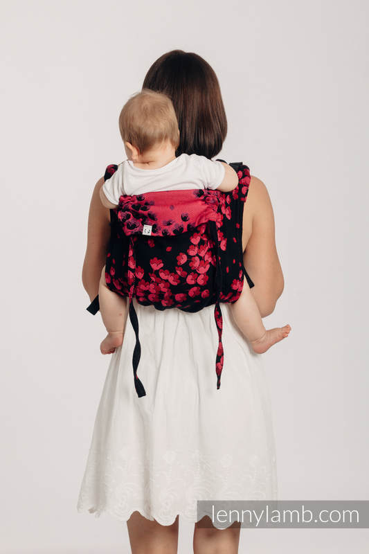 Onbuhimo de Lenny, taille standard, jacquard (100% coton) - FINESSE - BURGUNDY CHARM #babywearing