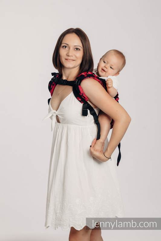 Nosidło Klamrowe ONBUHIMO z tkaniny żakardowej (100% bawełna), rozmiar Standard - FINEZJA - BORDOWY CZAR #babywearing