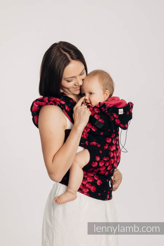 Mochila ergonómica, talla bebé, jacquard 100% algodón - FINESSE - BURGUNDY CHARM - Segunda generación #babywearing