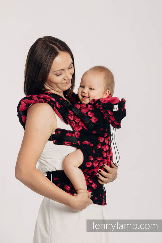 Ergonomic Carrier, Baby Size, jacquard weave 100% cotton - FINESSE - BURGUNDY CHARM - Second Generation #babywearing