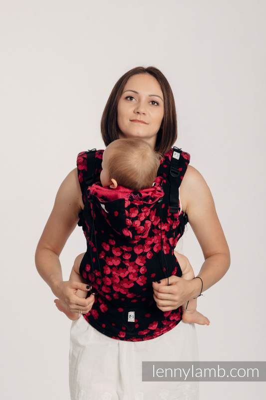 Ergonomic Carrier, Toddler Size, jacquard weave 100% cotton - FINESSE - BURGUNDY CHARM - Second Generation #babywearing