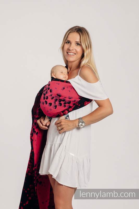 Żakardowa chusta kółkowa do noszenia dzieci, ramię bez zakładek (100% bawełna) -  FINEZJA - BORDOWY CZAR - long 2.1m #babywearing