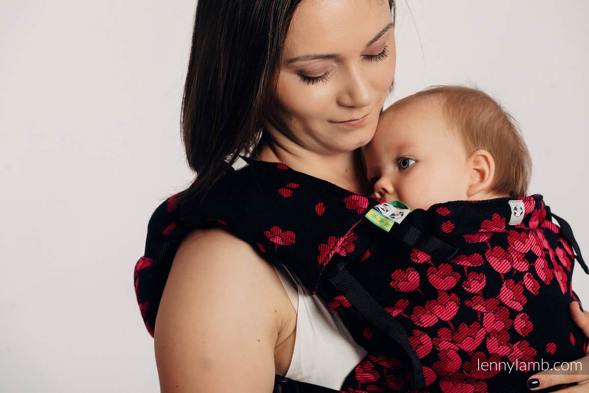 LennyUp Carrier, Standard Size, jacquard weave 100% cotton - FINESSE - BURGUNDY CHARM #babywearing