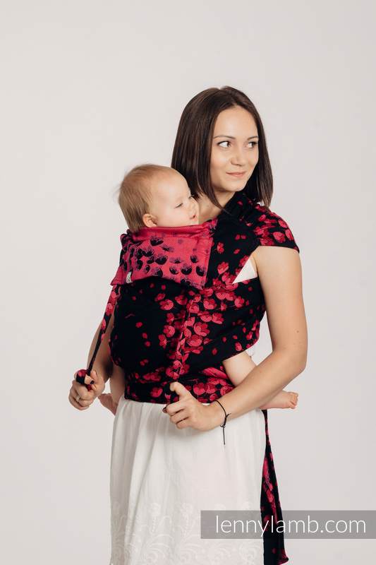 WRAP-TAI portabebé Mini con capucha/ jacquard sarga/100% algodón - FINESSE - BURGUNDY CHARM #babywearing