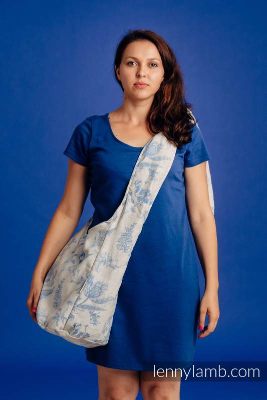 Hobo Bag made of woven fabric, 100% cotton - HERBARIUM - CORNFLOWER MEADOW #babywearing