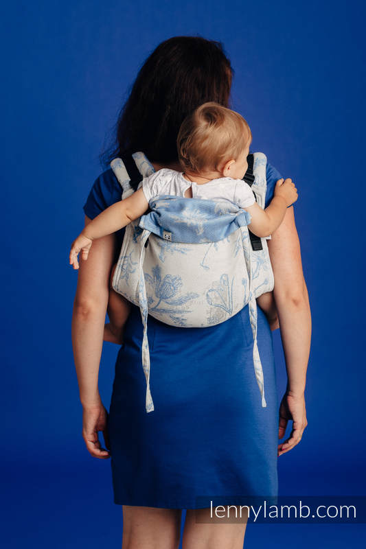 Lenny Buckle Onbuhimo baby carrier, standard size, jacquard weave (100% cotton) - HERBARIUM - CORNFLOWER MEADOW #babywearing
