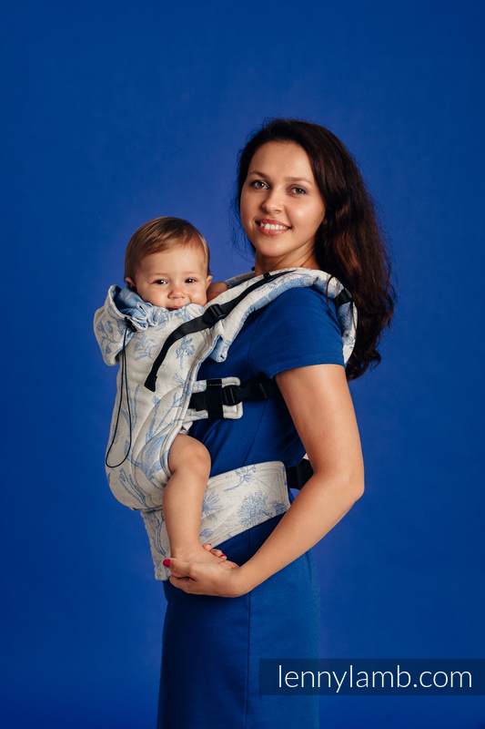Ergonomic Carrier, Toddler Size, jacquard weave 100% cotton - HERBARIUM - CORNFLOWER MEADOW - Second Generation #babywearing
