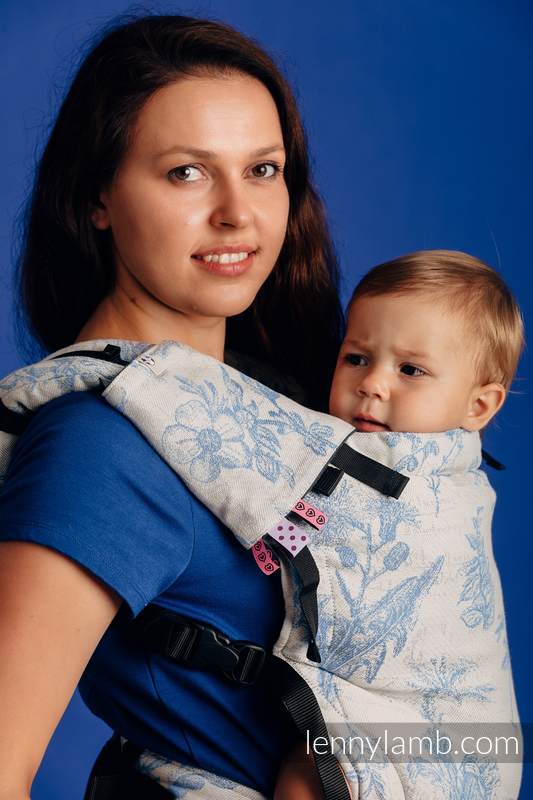 LennyUp Carrier, Standard Size, jacquard weave 100% cotton - HERBARIUM - CORNFLOWER MEADOW #babywearing