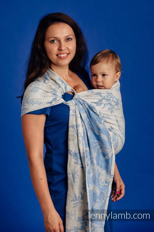 Bandolera de anillas, tejido Jacquard (100% algodón) - con plegado simple -  HERBARIUM CORNFLOWER MEADOW - standard 1.8m #babywearing