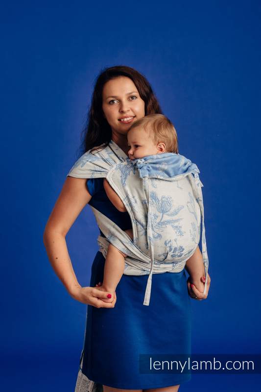Nosidełko dla dzieci WRAP-TAI MINI,(100%  bawełna), splot żakardowy, z kapturkiem - HERBARIUM - CHABROWA ŁĄKA #babywearing