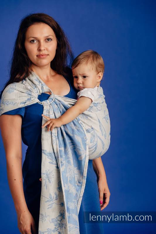 Żakardowa chusta kółkowa do noszenia dzieci, (100% bawełna), ramię bez zakładek - HERBARIUM - CHABROWA ŁĄKA - long 2.1m #babywearing